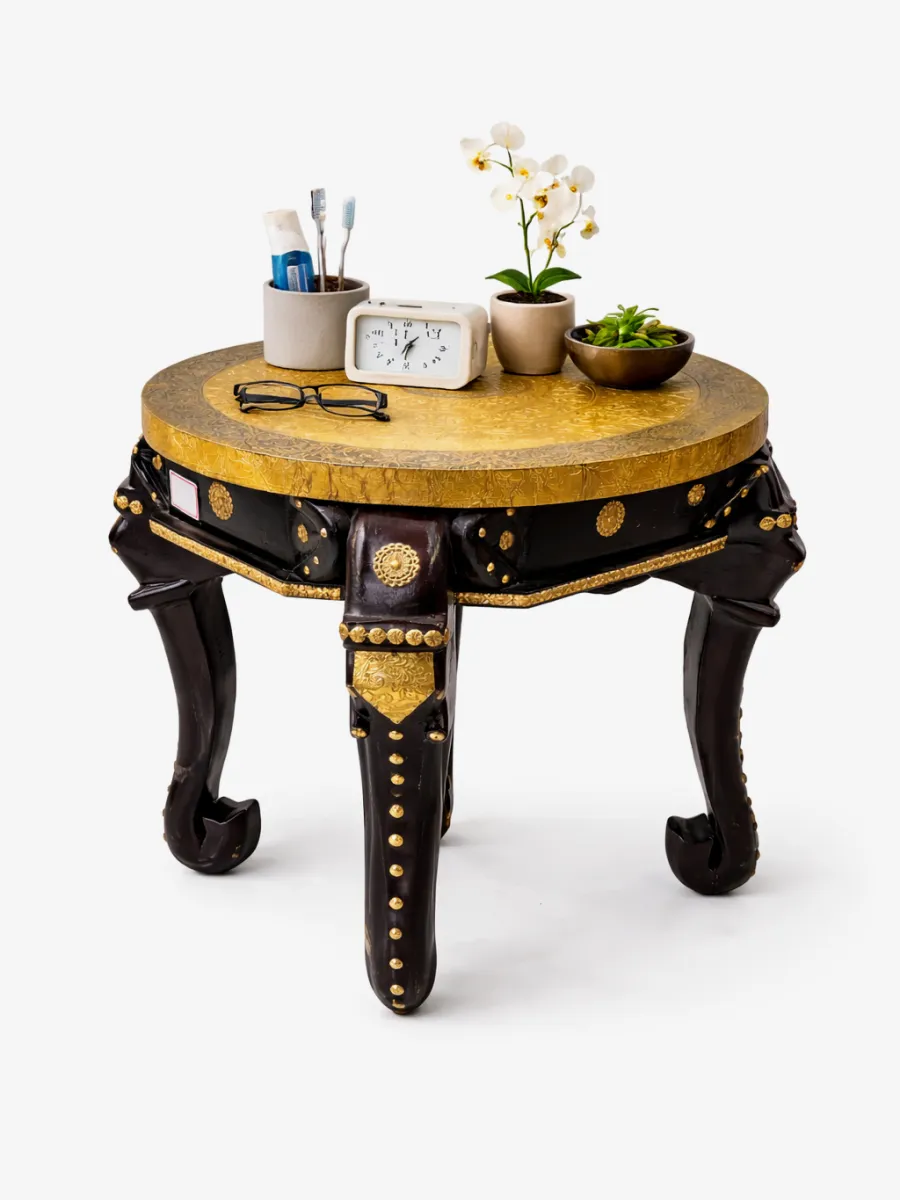 Royal handcrafted elephant style round accent table