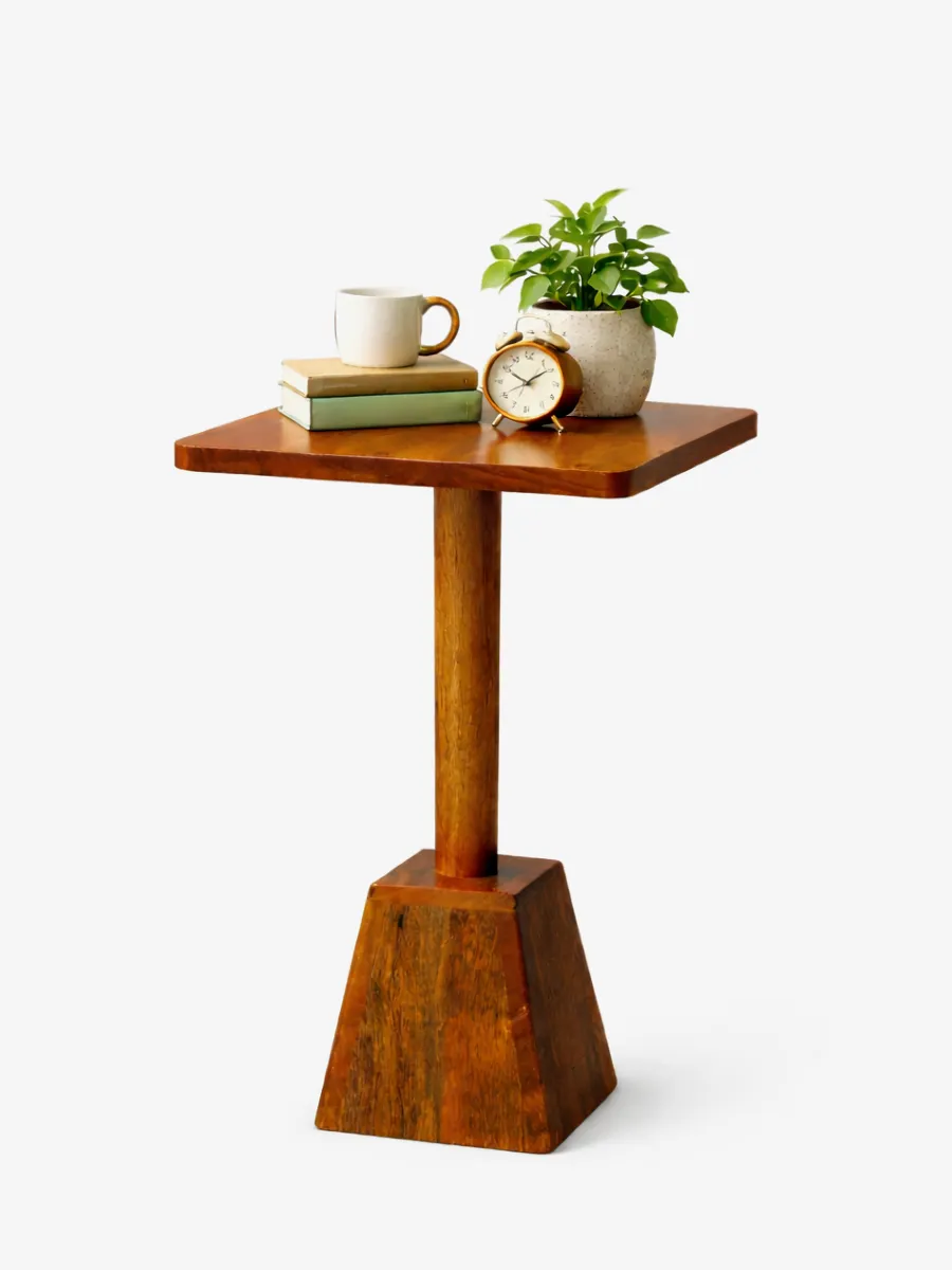 Minimal solid wood square end table