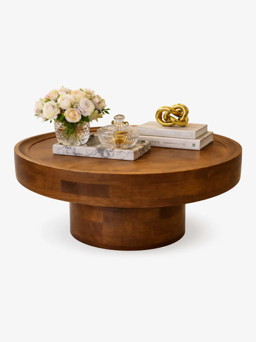 Modern round wooden coffee table
