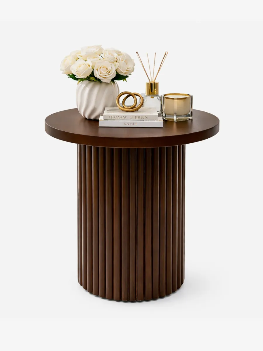 Fluted pedestal side table