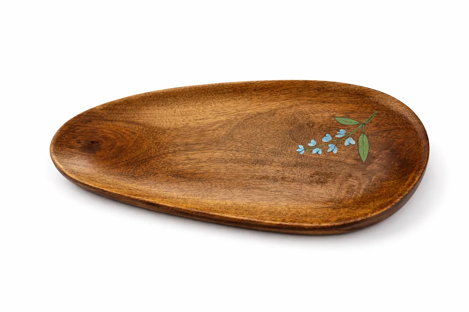 Handcrafted Mango Wood Serving Platter | Wooden Oval Serving Tray for Snacks, Dry Fruits & Bread | Decorative Wooden Plate for Kitchen & Dining