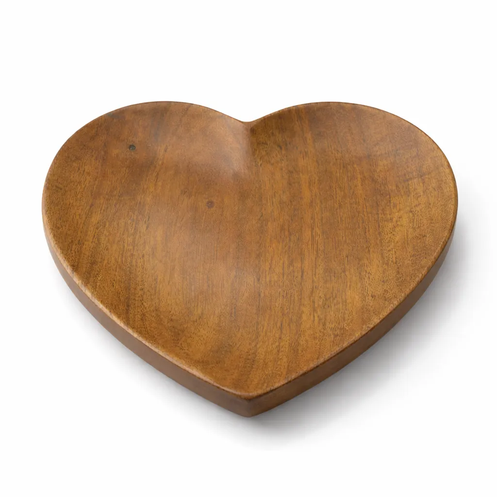 Heart Shape Wooden Serving Plate – Natural Wood Snack & Dessert Tray for Cafe, Hotel & Home, Stylish Fruit, Dry Fruit & Snacks Serving Platter