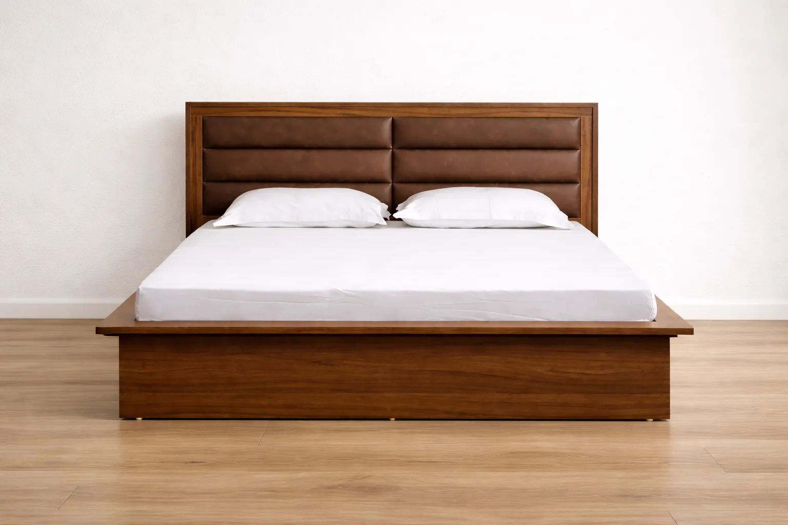 Contemporary walnut queen-sized bed design