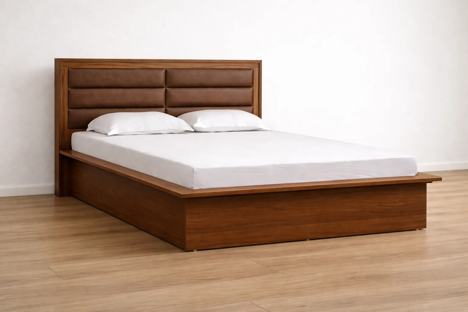 Elegant walnut queen-sized bed design